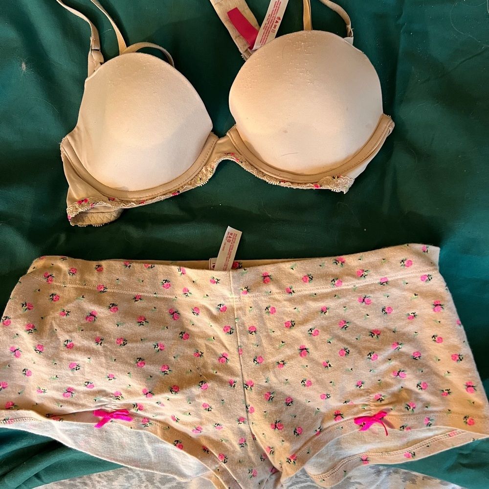 Victoria’s Secret nude bra and boy-short panty size small
